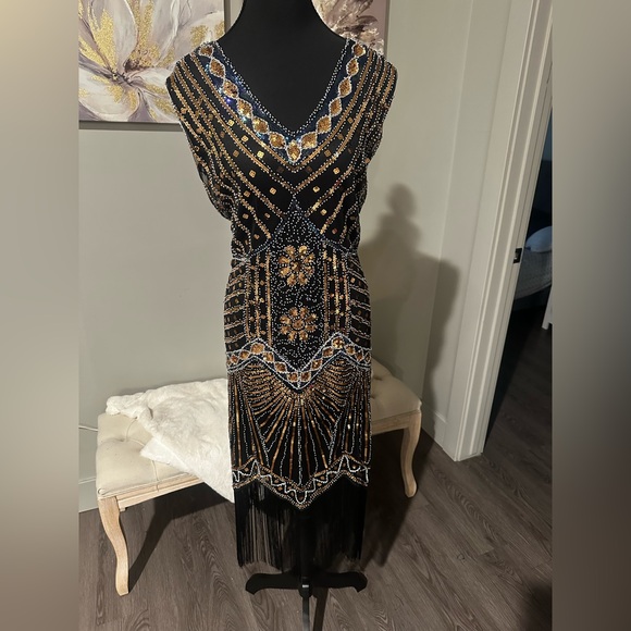 NWT 1920’s Flapper Cocktail Fringe Vintage Embellished Dress size 3XL - Picture 2 of 8